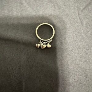 James Avery Sterling Silver Gathered Hearts Charm Dangle Ring